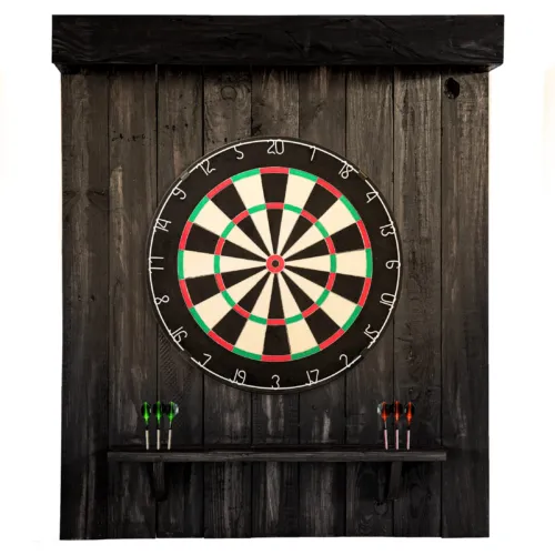 Reclaimed Wood Dartboard Backing - English - Black Finish