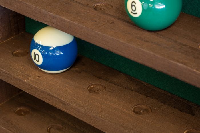 Reclaimed Wood Pool Ball and Accessory Rack Detail