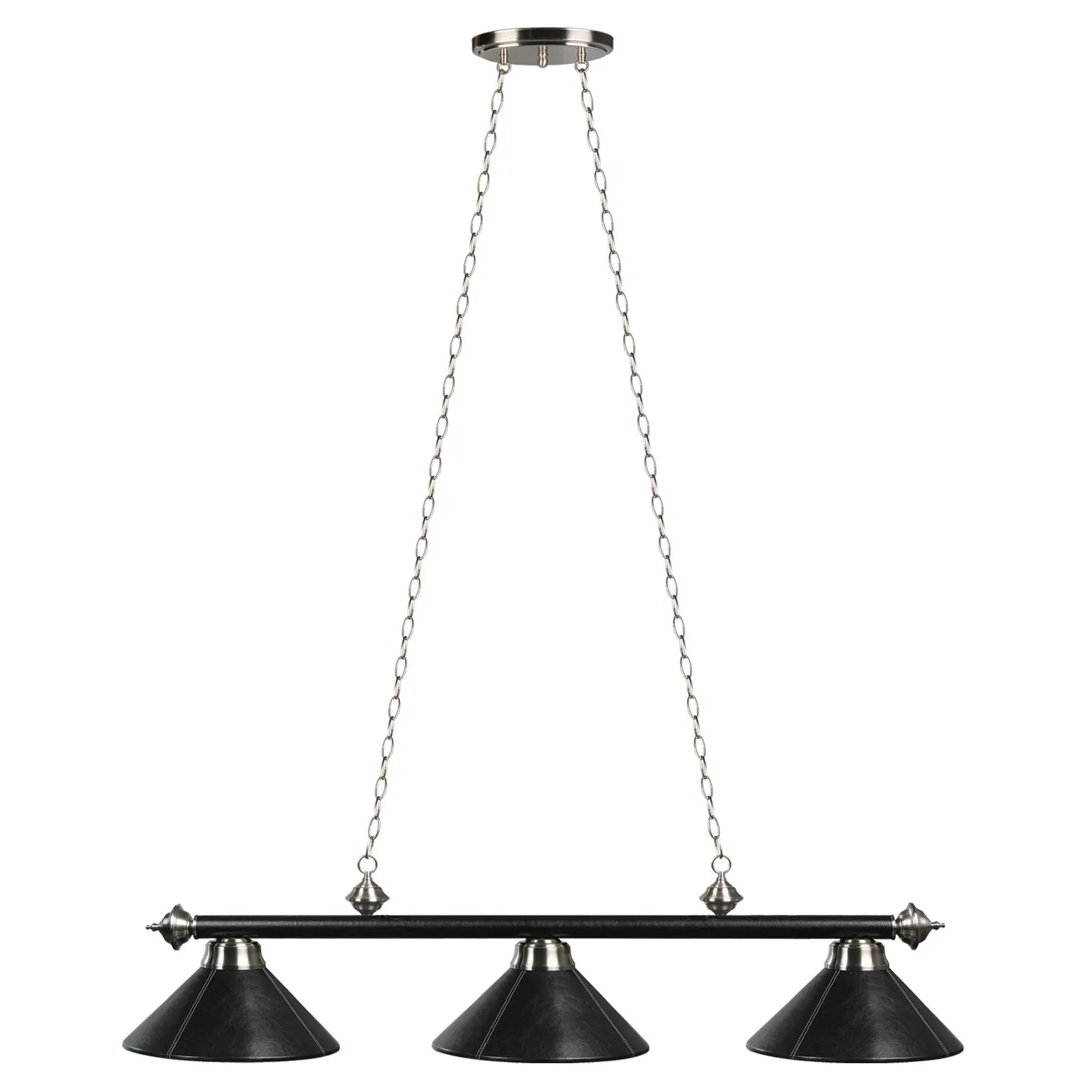 3 SHADE 54" BILLIARD LIGHT BLACK LEATHER
