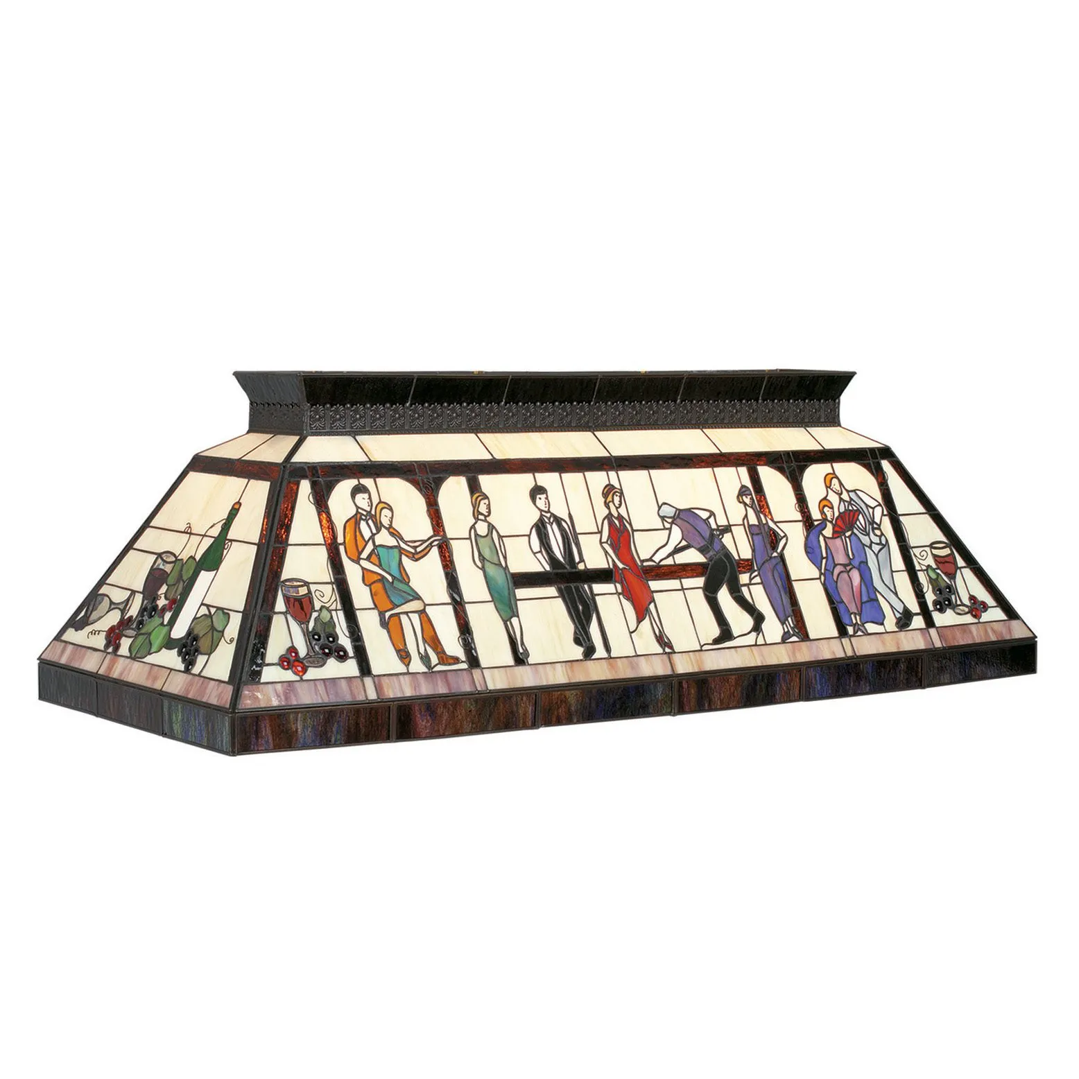 LOUNGE SCENE 44" TIFFANY BILLIARD STAINED GLASS LIGHT