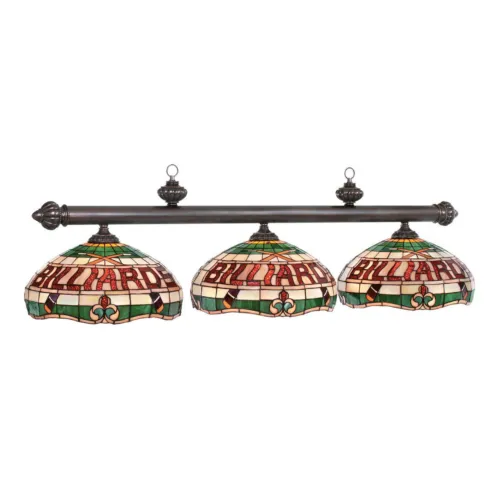 "BILLIARDS" 3 SHADE 56" STAINED GLASS LIGHT