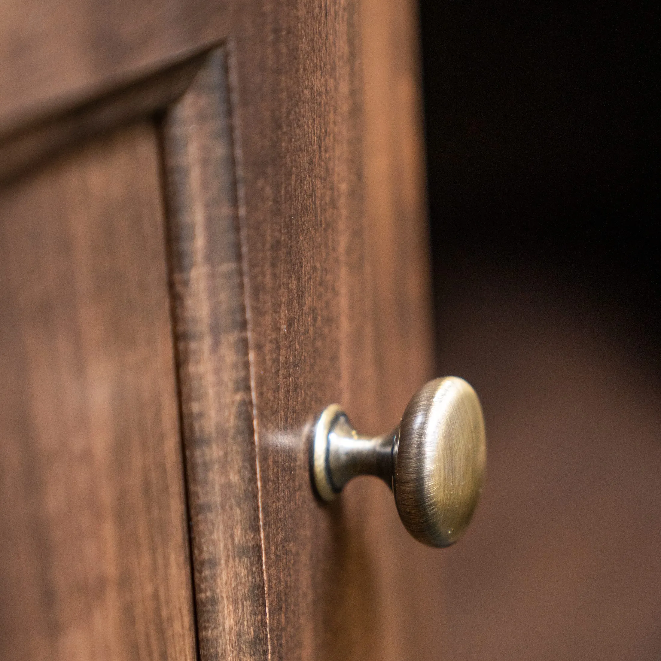 detail of custom wood home bar