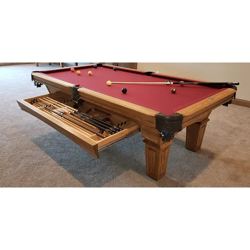 Olhausen Billiards Augusta Pool Table Medium Natural Finish Drawer Open