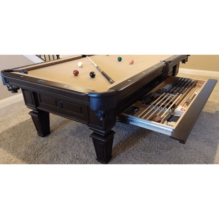 Olhausen Billiards Brentwood Pool Table Espresso Finish Drawer Open