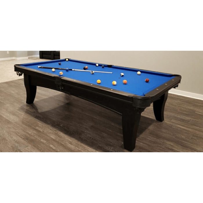 Olhausen Billiards Chicago Pool Table Matte Black Lacquer Finish Blue Cloth