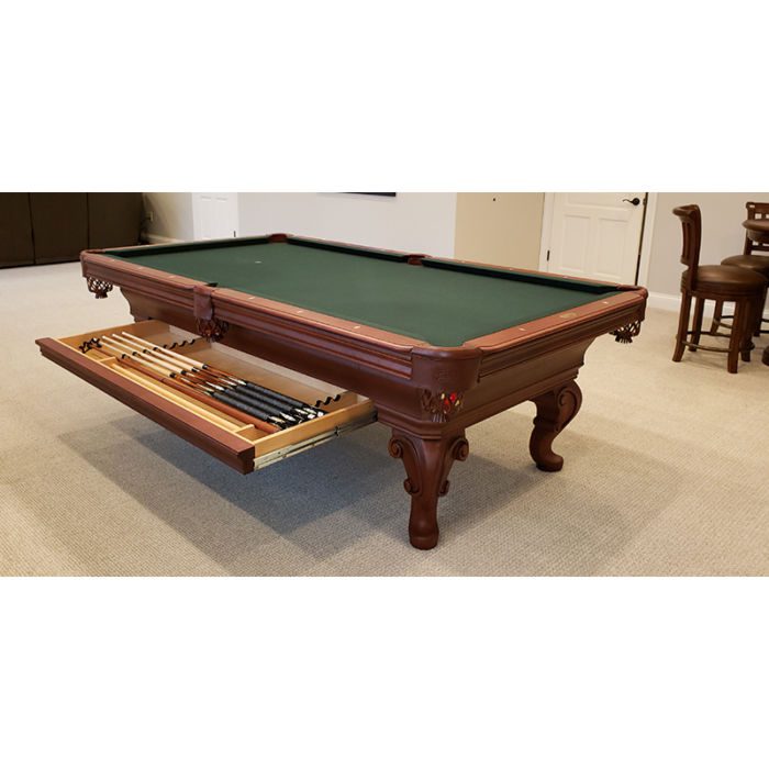 Olhausen Billiards Seville Pool Table in Cherry Drawer Open