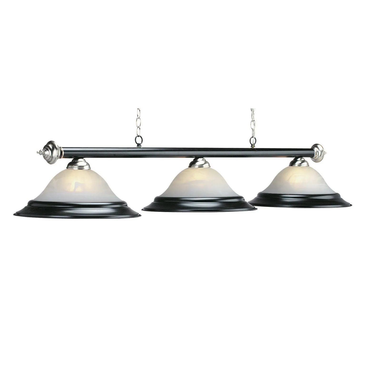 3 SHADE 60" BILLIARD LIGHT - MATTE BLK & STAINLESS