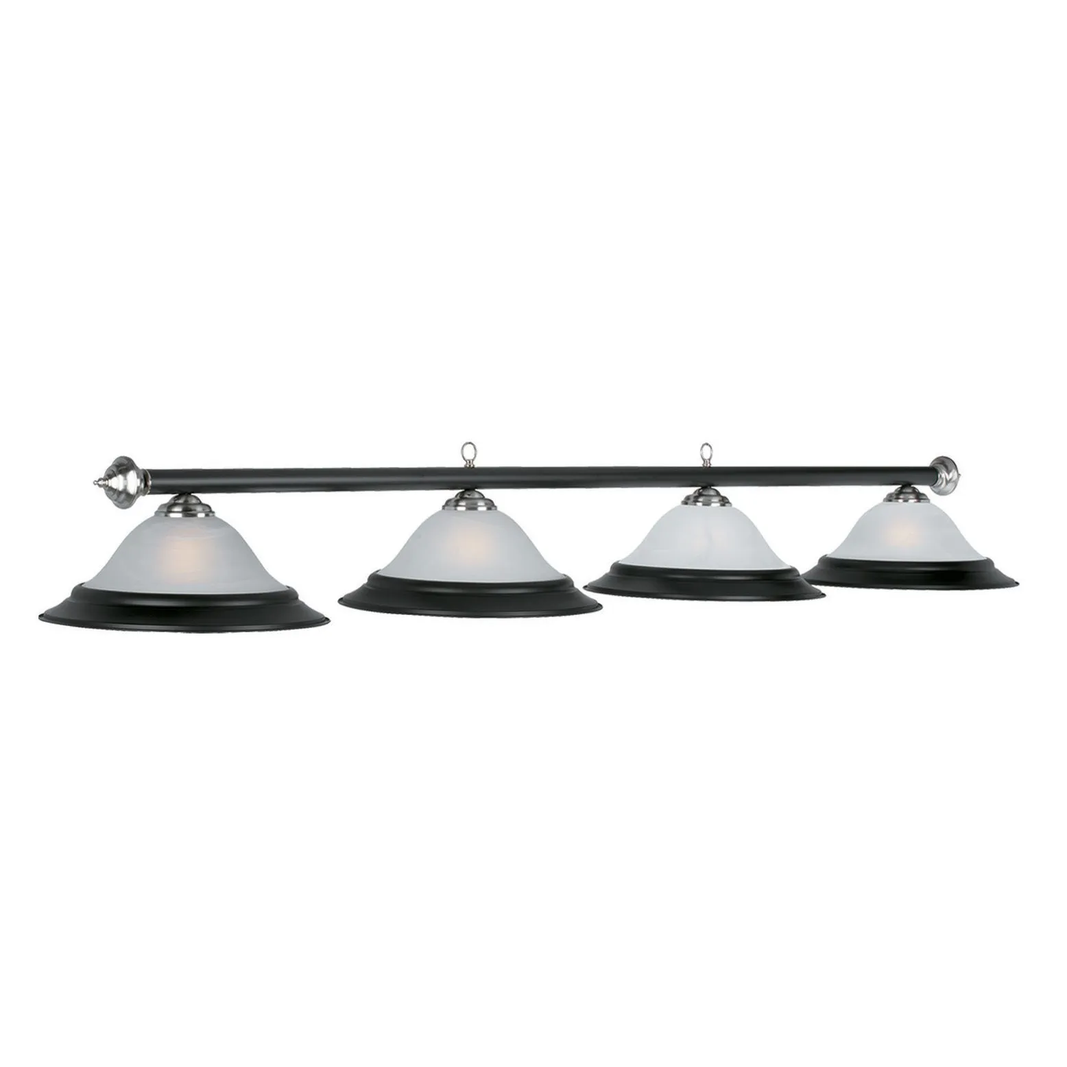 4 SHADE 82" BILLIARD LIGHT - MATTE BLACK & STAINLESS
