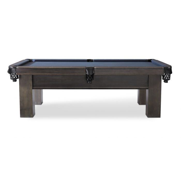 Plank and Hide Elias Pool Table Shadow Grey Finish Long Side View