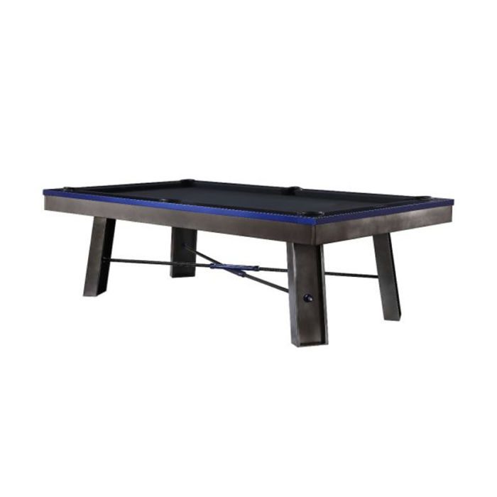 Plank and Hide Maddox Pool Table Gunmetal Gray With Electric Blue Finish