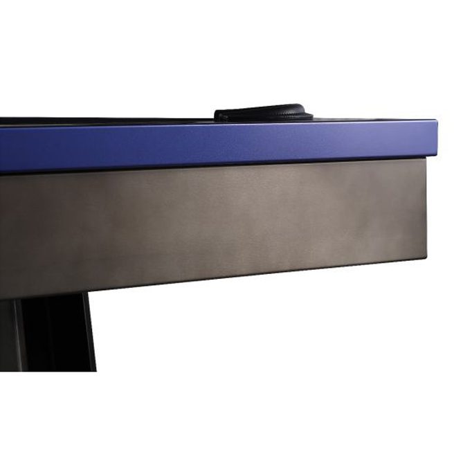 Plank and Hide Maddox Pool Table Gunmetal Gray With Electric Blue Finish Apron Detail