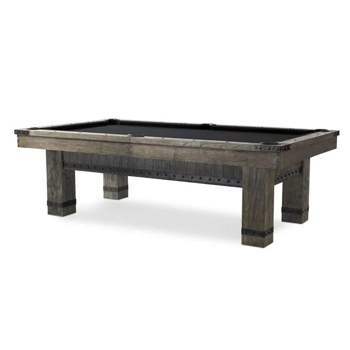 Plank and Hide Morse Pool Table Barnwood Elm Finish on Solid Wood Side View