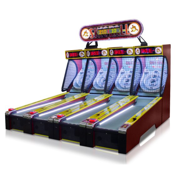 Multiple linked skee-ball units for home
