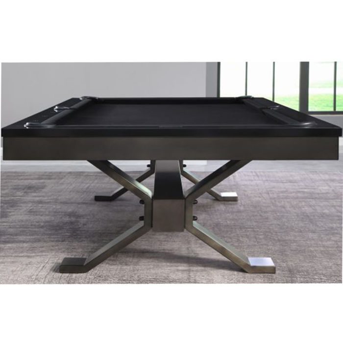 Plank and Hide Axton Pool Table Gunmetal Finish Short Side View