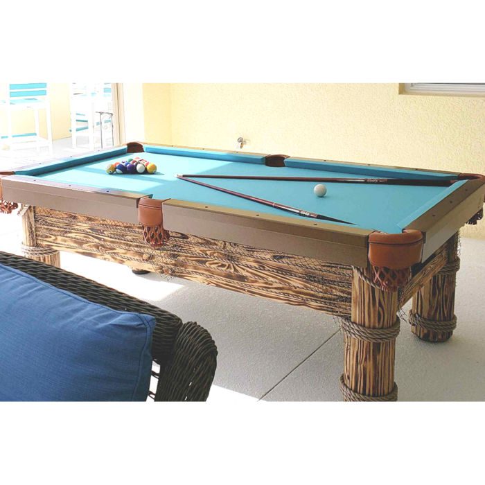 R&R Outdoors Caribbean Pool Table with Aqua Sunbrella Fabric