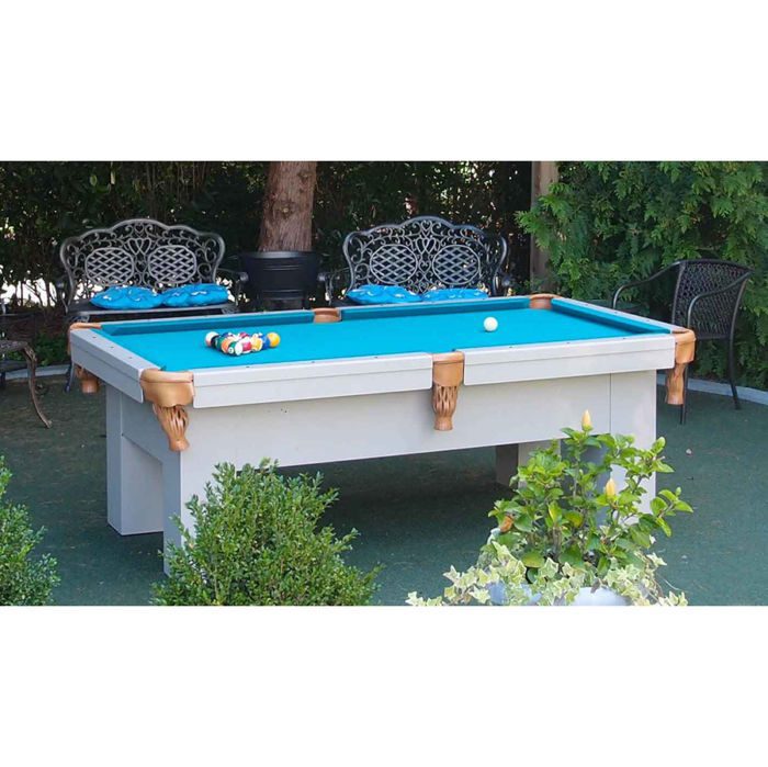 R&R Outdoors Orion Pool Table White Powder Coat Finish Outdoor Setting