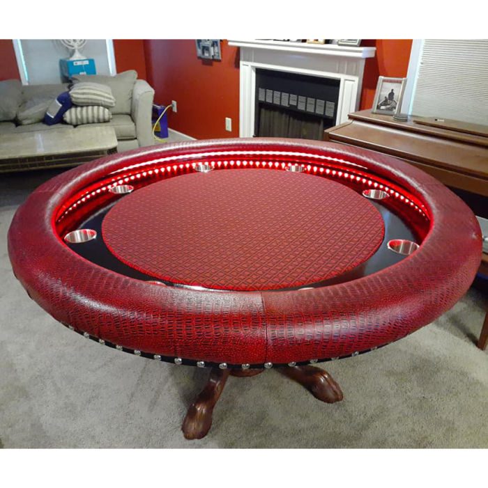 custom poker table round LED lights