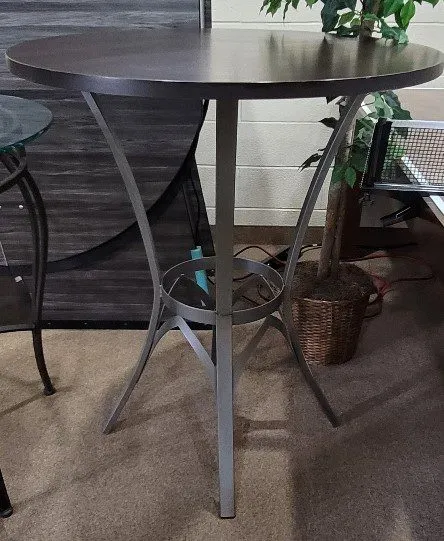 Metal and Wood Bar Height Pub Table