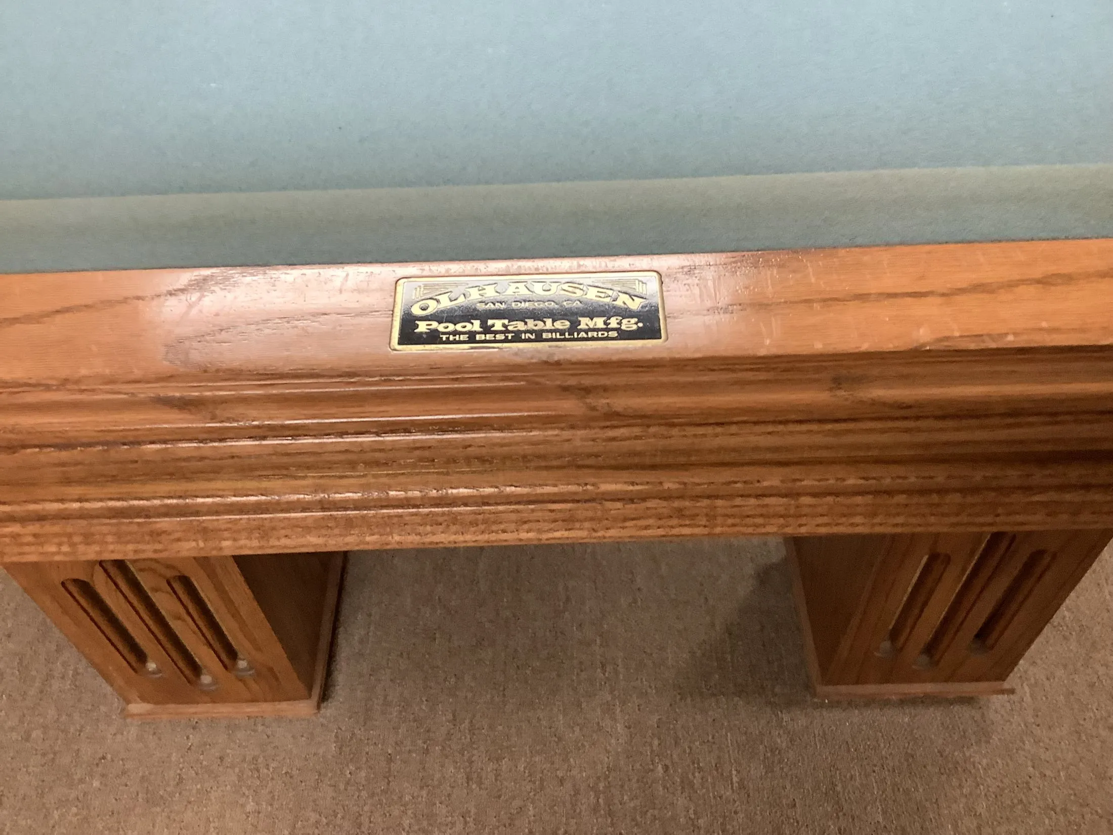 8' Gently Used Olhausen Pool Table - Gem Model - USED - Image 2