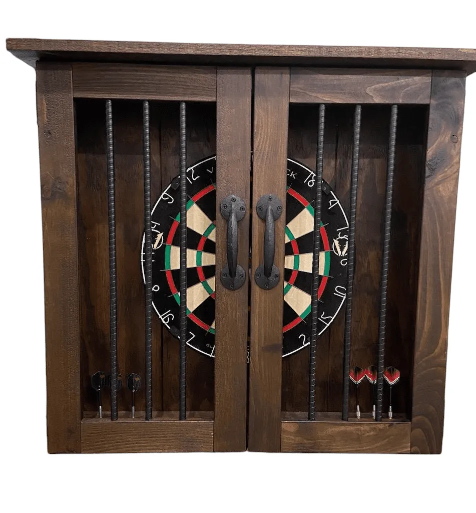 DS Custom Wood and Iron Dartboard Cabinet